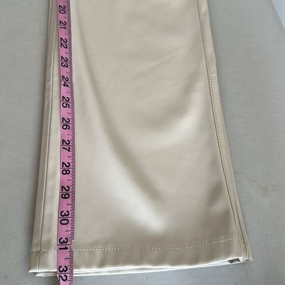 ZARA Women’s Faux Leather Pants Beige/Cream Size 6US - Picture 8 of 12